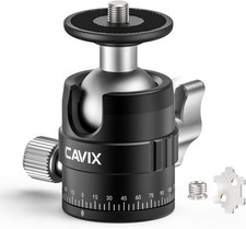 CAVIX 25mm Cabeza de Bola Pequeña 360° Cabeza de Trípode Panorámica, Mini Cabeza de Bola con 1/4"
