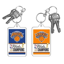 Llavero Campeonato NBA New York Knicks 2026 Doble Imagen HD Naranja Azul Negro