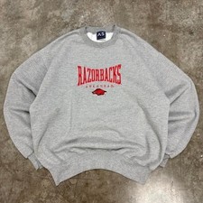 Y2K Arkansas Razorbacks Gray Embroidered Crewneck Sweatshirt Size L