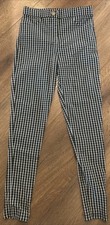 ZARA Stretch Pants Size S Pull On High Waist Black/white Straight Leggings