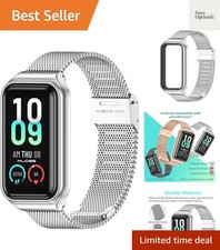 MIJOBS Strap for Amazfit Band 7 Metal Replacement Milan ,Sliver
