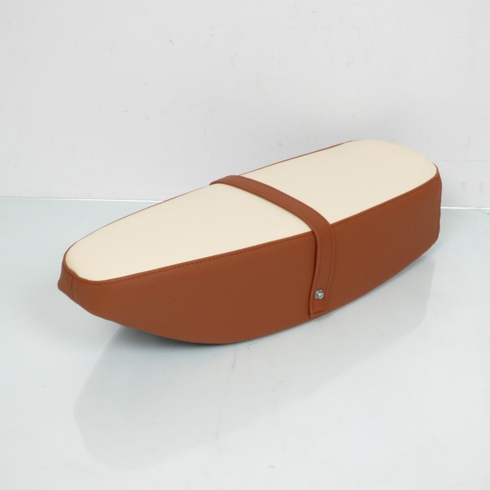 Selle siège biplace marron beige MBK 51 avec tube de selle pour mobylette cyclomoteur