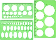 Hestya 3 Pieces Circle Template for 8.27 inches x 11.61 inches, Clear Green 