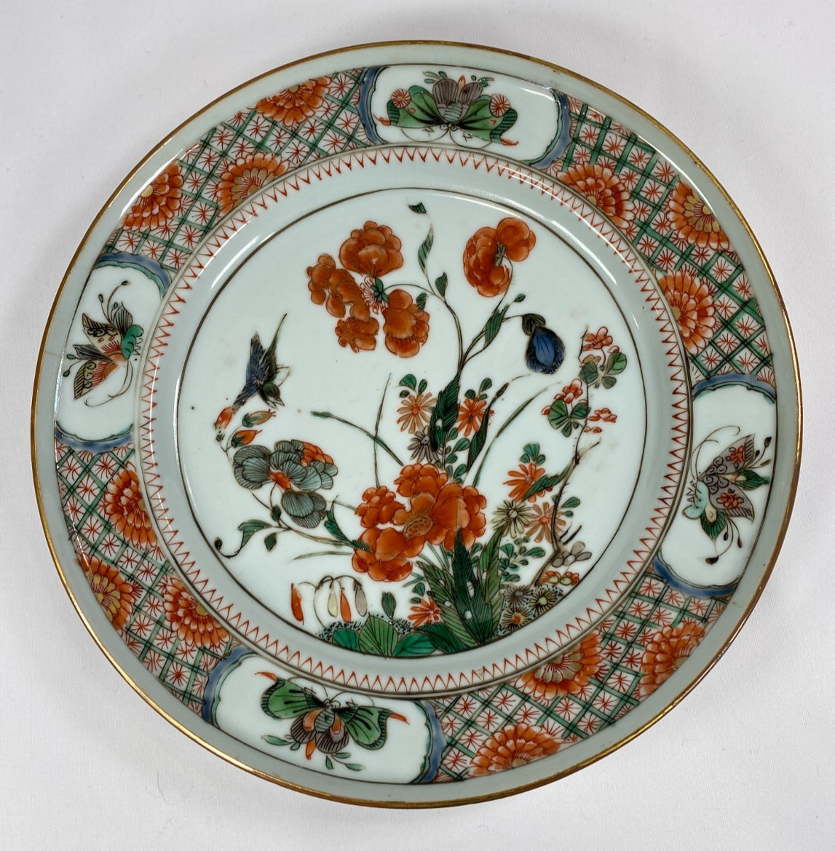 Antique Chinese Wucai Porcelain Plate 18th.C Kangxi Qing Dynasty