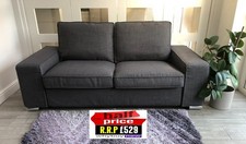 RRP:£529 IKEA KIVIK TWO SEAT SKIFEBO DARK GREY FABRIC SOFA CHROME OR STONE LEGS