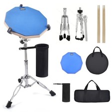 Drum Practice Pad Set, 12 Inch Double Sided Silent Drum Pad with Bag Blue