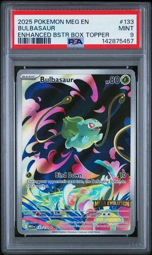 2025 POKEMON MEG EN-MEGA EVOLUTION ENHANCED BOOSTER BOX TOPPER BULBASAUR PSA 9