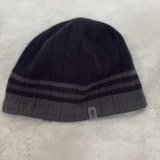 The North Face Hat Unisex One Size Black Gray Knit Beanie Fleece Lined Winter