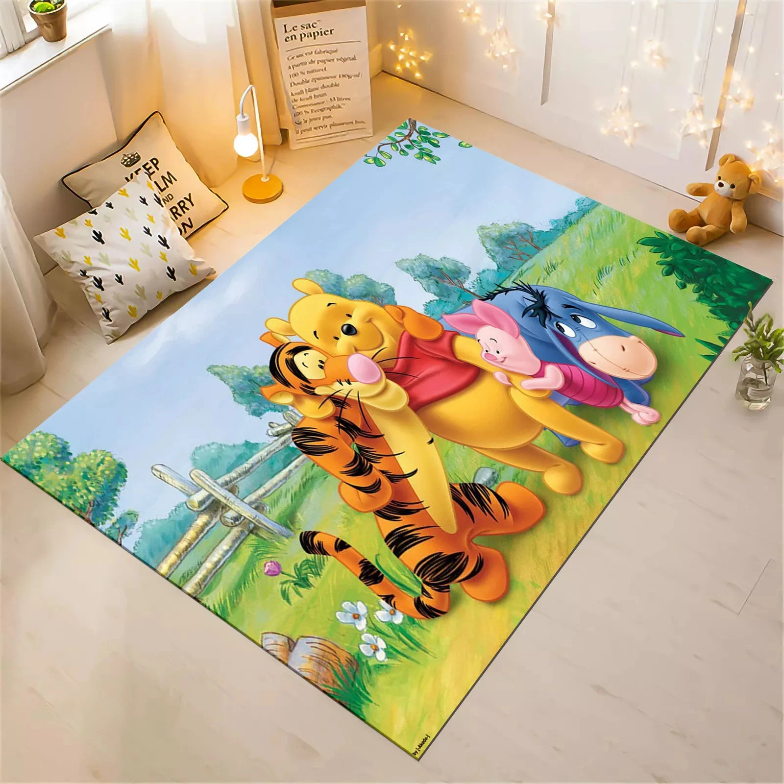 Winnie The Pooh Rug, Child Rug, Cute Rug, Minimalist Rug