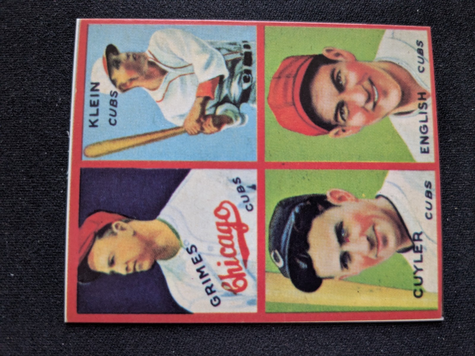 Cuyler, English, Grimes, Klein #5D Baseball Cards 1935 Goudey 4 in 1 trading card — raw and PSA graded price guide
