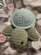 Crochet Green Turtle Teal Shell
