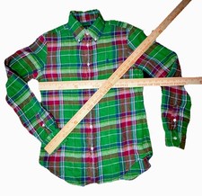 Polo Ralph Lauren Men's Classic Fit Plaid Button Down Shirt Green Red L