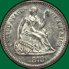 1872 Seated Liberty Half Dime Choice Almost Uncirculated AU+ Coin #39331