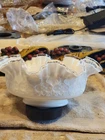 Vintage Fenton 9.5" Milk Glass Spanish Lace Silver Crest Ruffled Art Glass Bowl