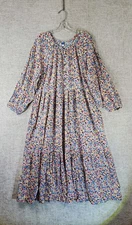 Old Navy Ruffled Maxi Dress Womens XL Blue Pink Ditsy Floral Cottagecore 