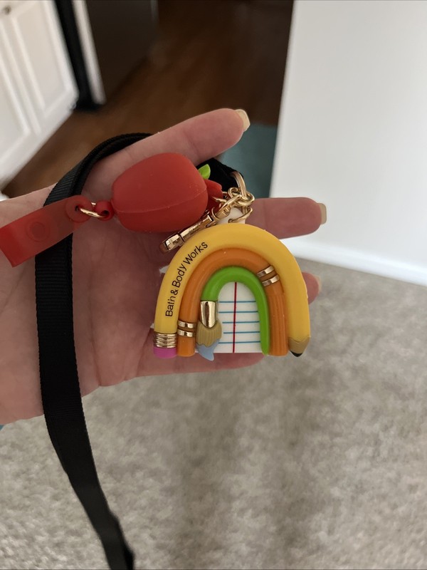 Bath & Body Works Teacher Rainbow Pencil Apple Pocket*Bac* Holder Lanyard NEW