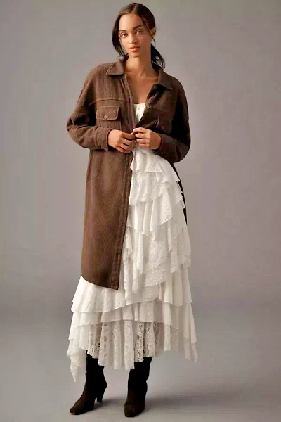 NUEVO CON ETIQUETAS ANTHROPOLOGIE PILCRO PUNTO ACANALADO PLUMERO CHAQUETA GRANERO ABRIGO MOCA XL