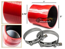 RED Silicone Reducer Coupler Hose 3"-2.75" 76 mm-70 mm + T-Bolt Clamps HD