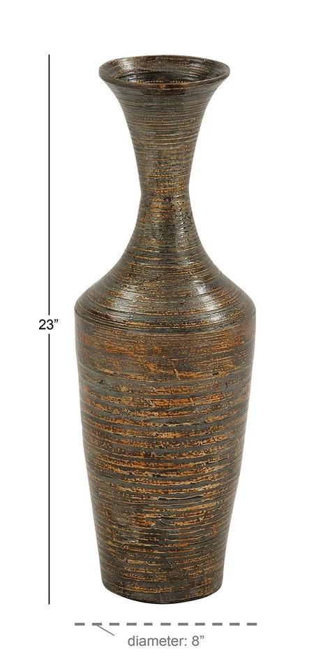 Bamboo Wood Decorative Vase Tall Floor Centerpiece Vase with Lacquer, Vase fo... - Image 3 of 4