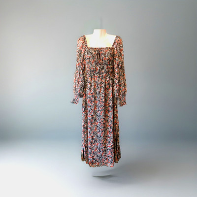 Damen Mystic Threads schwarz rot Mix Ditsy Maxikleid Hippie Boho Größe XS 10 neu mit Etikett