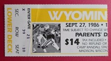 Wisconsin Badgers Wyoming Cowboys Football Ticket Stub 9/27 1986 Dennis Erickson
