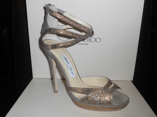 Jimmy Choo Domino Brillo Gamuza de cristal adornado Sandalias De Plataforma  Zapatos 37.5 | eBay
