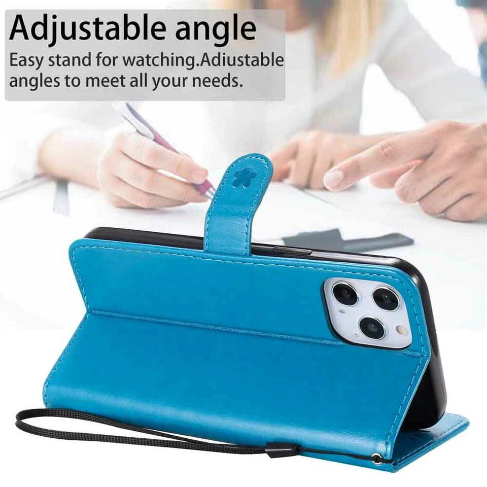 For iPhone 12 Pro Max Mini XS XR SE 11 8 7 6s Embossed Wallet Leather Case Cover - Image 4 of 4