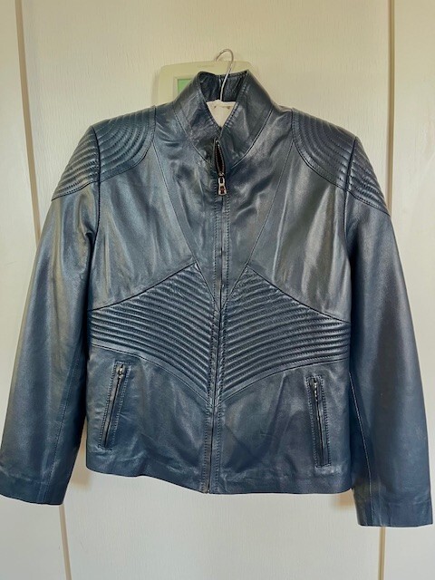 Beautiful Blue Women's Moroccan Leather Jacket