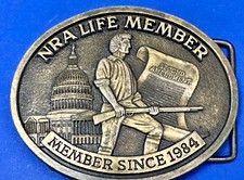 Nra Life Member Since Vintage 1984 National Rifle Assn. Patriotic Belt Buckle