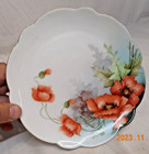 Austrian Hand Painted Plate Vibrant Burnt Orange Poppies Crown Vienna Austria — photo 2