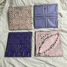Azulejos de techo, paneles decorativos metálicos, salpicadero decorativo, juego de 4 pintados de 11"