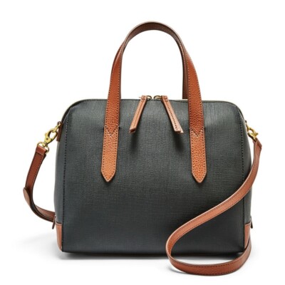 Fossil Sydney Black Satchel Handbag SHB2033016 Crossbody NWT $150