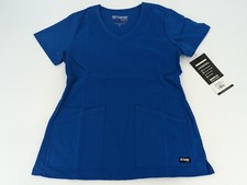 Greys Anatomy By Barco Womens Blue Scrub Top Ribbed V-Neck 3 Pocket New Royal XS