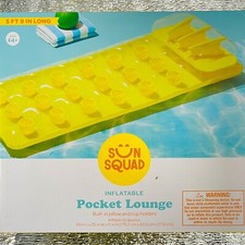 Sun Squad Pocket Pool Lounge Inflatable Yellow 69in x 25in x 11in