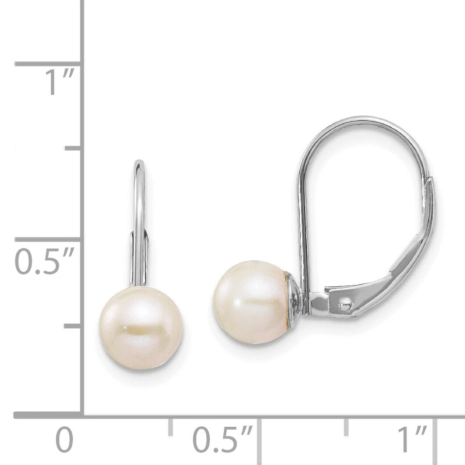 14k Gold 6-7mm Round Freshwater Cultured Pearl Leverback Earrings XLBW65PL - Image 4 of 4