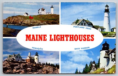 Maine Lighthouses quad-view #C15607 Postcard, F21