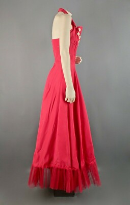 halter neck 50s dress 1950s Halterneck Red Duchess Dress from Vivien of Holloway