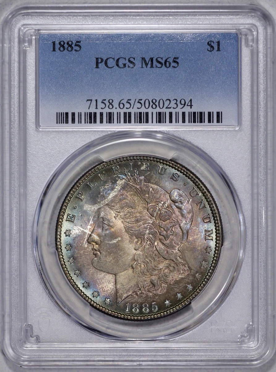 PCGS Certified MS 65 Graded 1885 Year Morgan US Dollars (1878-1921