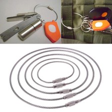 10Pcs Stainless Steel Wire Keychain Cable Key Ring Chain Luggage Tag Loop Rope