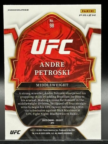 Andre Petroski 2023 Panini UFC Select Concourse Orange Flash Prizm RC - Picture 2 of 2