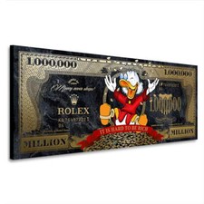 Dagobert Duck Dollar Leinwand Bild Pop Art Bilder Kunstdruck Wandbilder Geld XXL