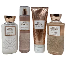 Bath & Body Works PURE WONDER 4 pc Gift Set FULL SIZE  Mist, Gel, Lotion, Cream