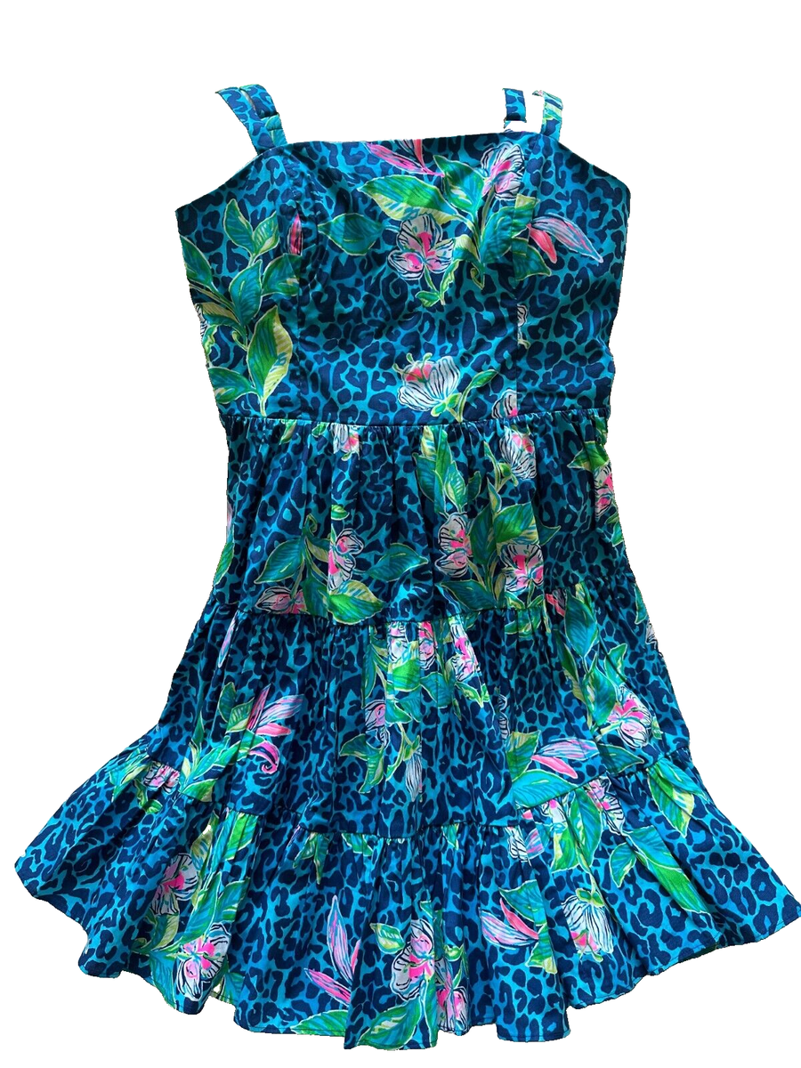 NWT Flirty Blue Leopard Print Lilly Pulitzer Alison Dress, Size 2 | eBay