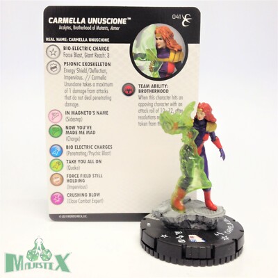 Heroclix X-Men: Rise and Fall set Carmella Unuscione #041 Rare figure w/card!