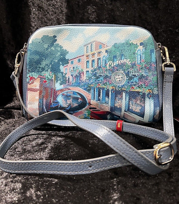 Gorgeous Curanni Natural Soft Leather Crossbody Bag Blue Primavera design