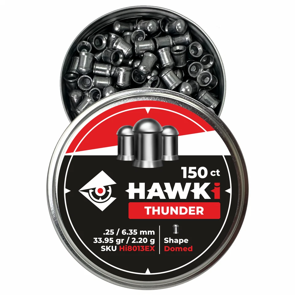 Pistola de aire comprimido Hawki calibre .25 / 6,35 mm 33,95 gr /2,20 g 150 ct Hi8013EX abovedada Foto 2 de 4