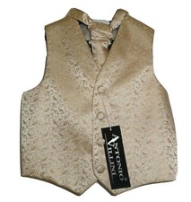 NEW BABY BOYS AGE 9-12 MONTHS WAISTCOAT & CRAVAT SET ANTONIO VILLINI CREAM GOLD