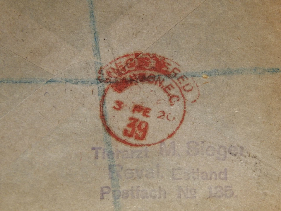 Capa Vintage, TALLINN, ESTÔNIA, 1939 Multi-Carimbo Registrada em Manchester, Reino Unido - Imagem 4 de 4