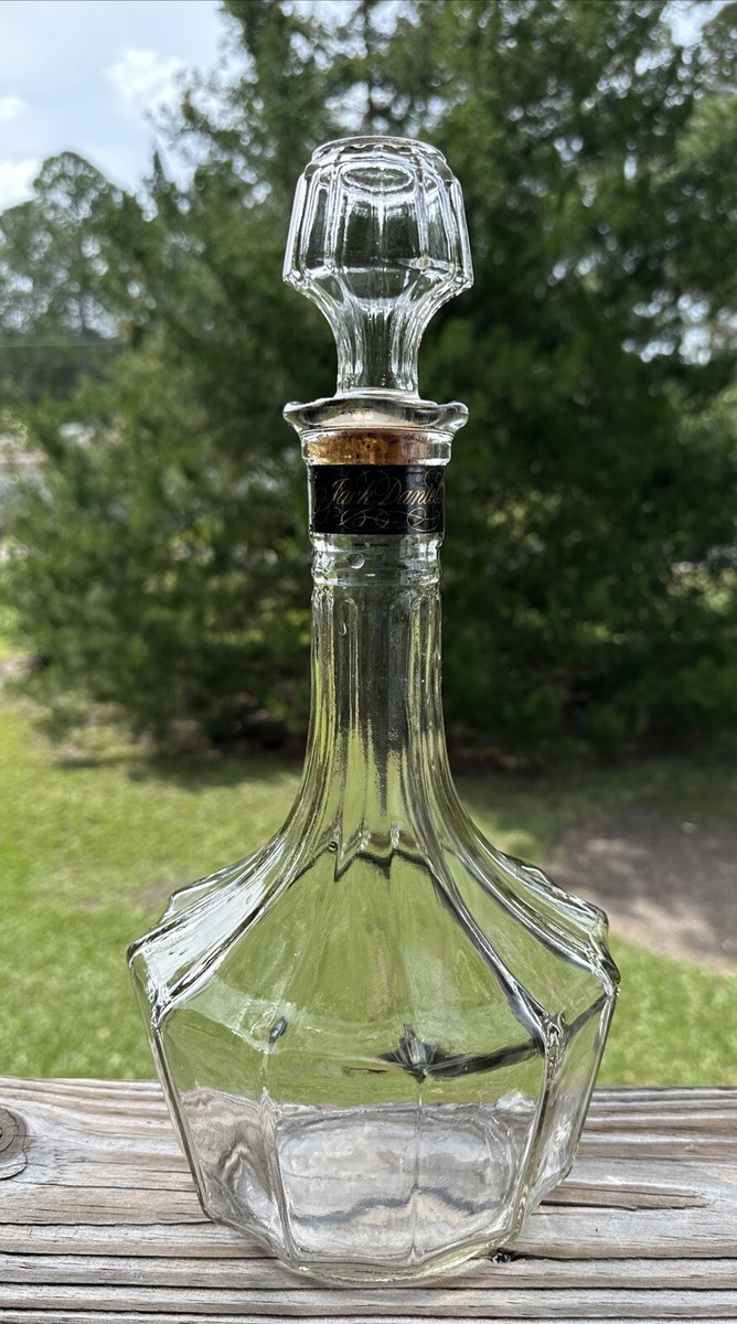 Vtg Jack Daniels Old No. 7 Silver Cornet Decanter Whiskey Bottle
