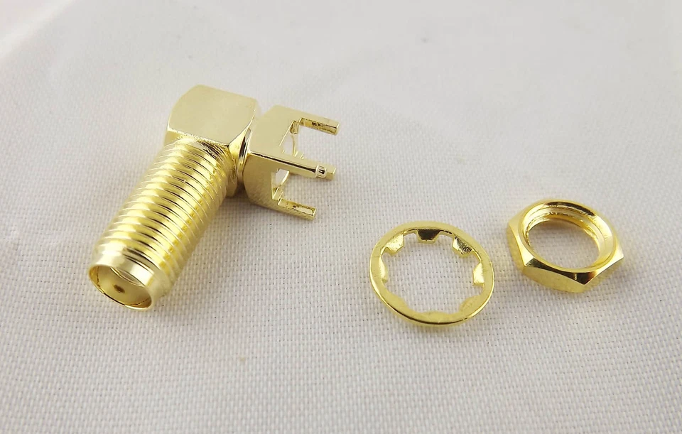 50 SMA Female Thru Hole PCB Mount Bulkhead Right Angle Long Version RF Connector - Image 3 of 4